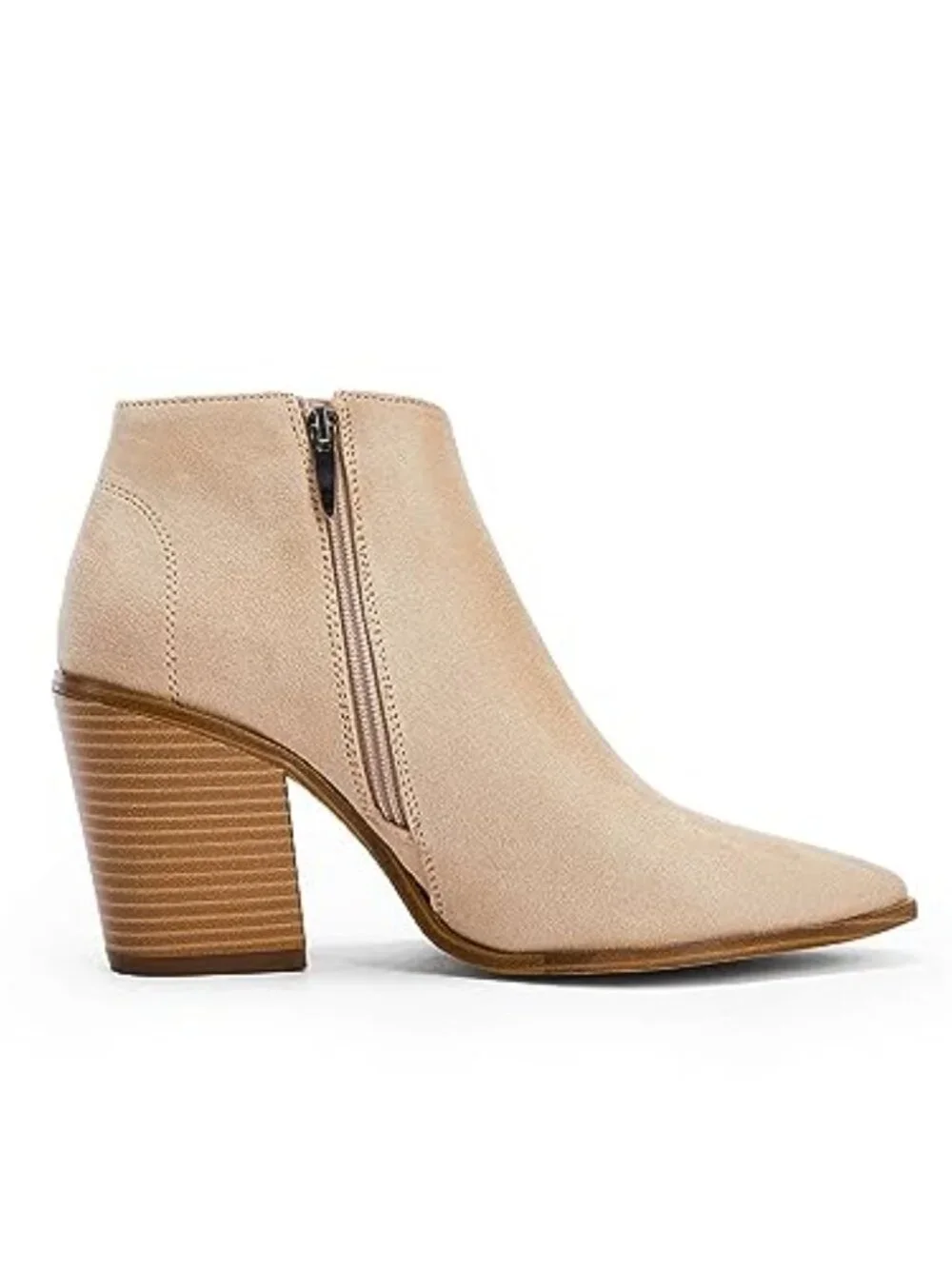 Pointed Toe Ankle Boots Block Chunky Heel Cutout Side Zipper Fall Booties